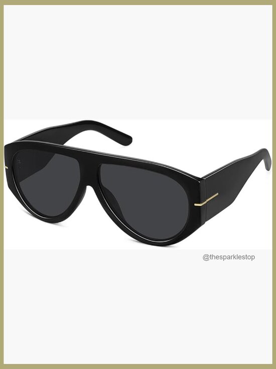Oversized Aviator Sunglasses with UV400 Protection Retro Trendy Big Shades for main image 4